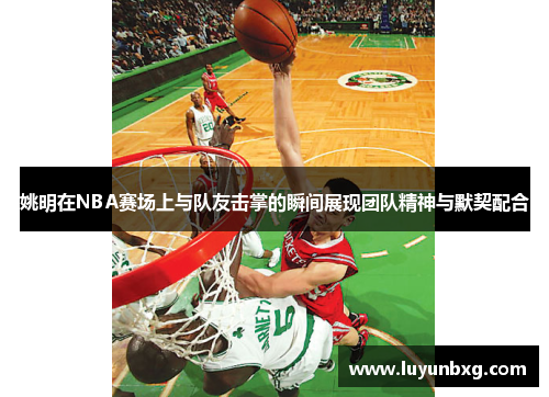 姚明在NBA赛场上与队友击掌的瞬间展现团队精神与默契配合